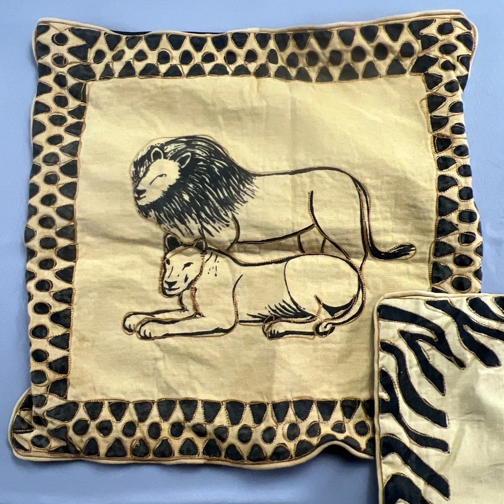 Set Of 2 Marvelous Handcrafted PillowCovers Tanzania African Safari Animal Print